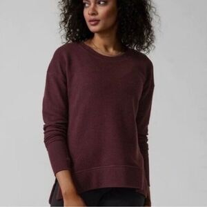 Athleta Coaster Luxe Waffle Sweatshirt Maroon Small